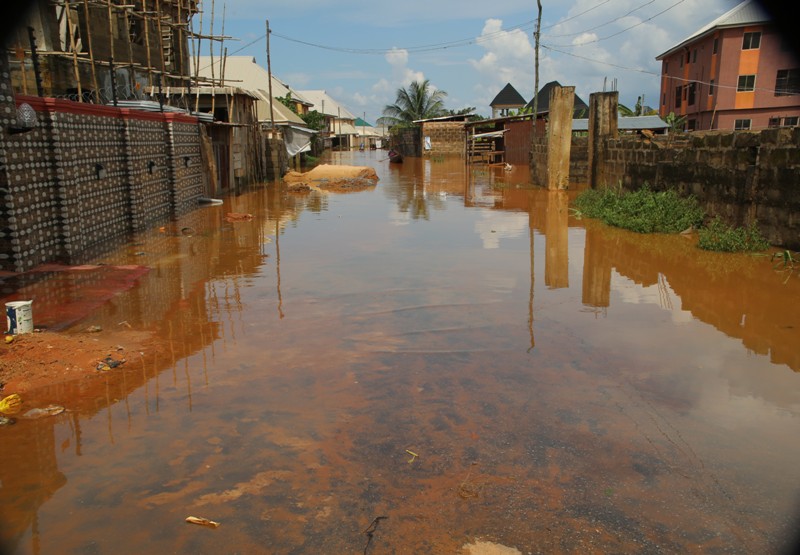A Street in Delta State Being Threatened by Flood