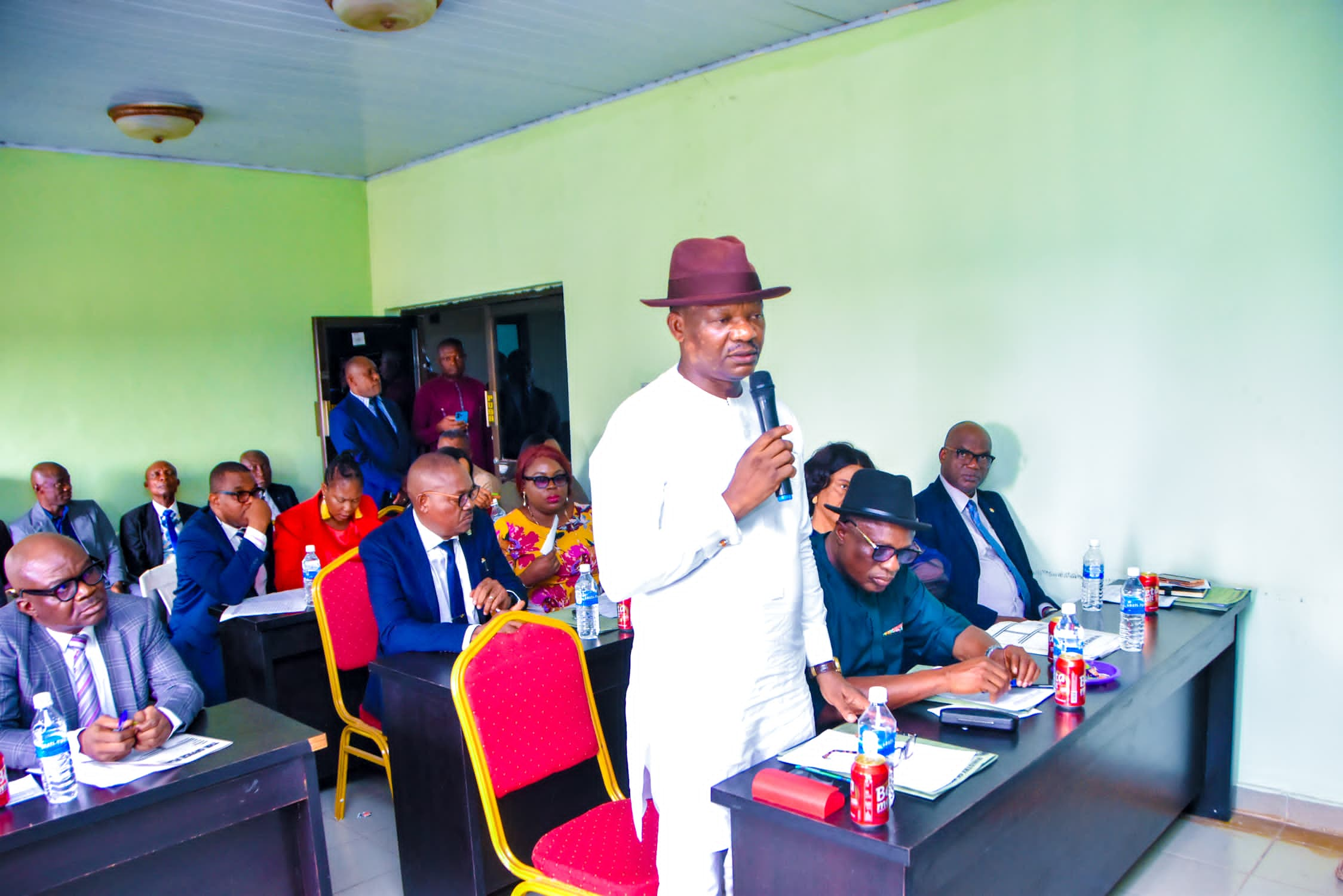 Delta State Commissioner for Rural Roads, Hon. Charles Aniagwu speaking during the 2025 Budget Defense at the State House of Assembly.