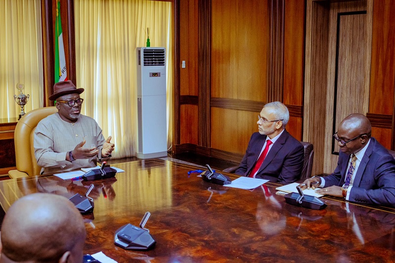 Delta State Governor, Rt. Hon. Sheriff Oborevwori (right), Chairman, Metwest Group, Arun Goswami (middle) and CEO Metwest Group, Osaro Abusonwa, during a courtesy visit on the Governor in Government House Asaba, Thursday, November 7, 2024