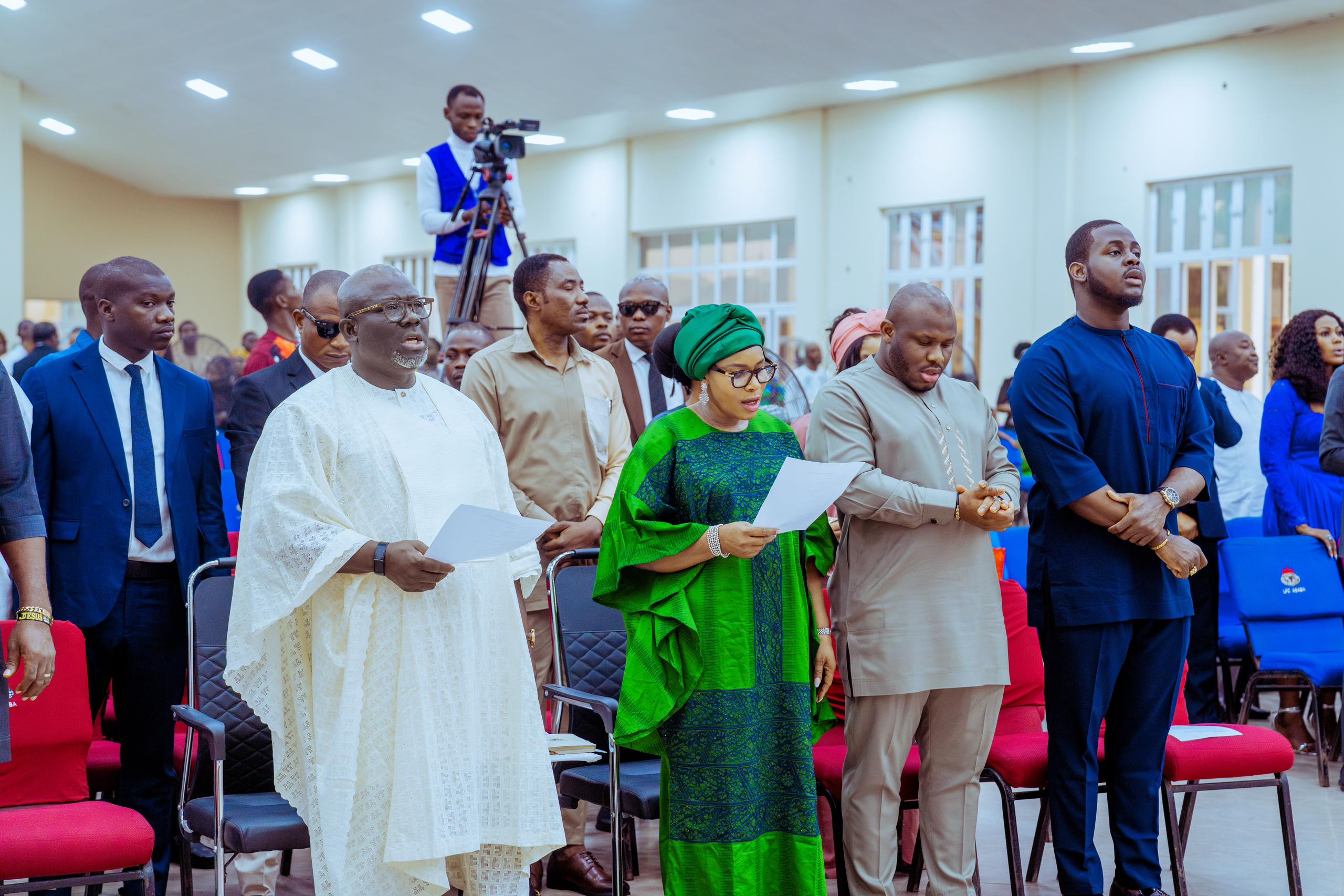 From left: Delta State Governor, Rt Hon Sheriff Oborevwori, his Wife, Deaconess Tobore, his son, Clinton Oborevwori, and Tega Ejinyere during the Christmas Service held at the Living Faith Church, Asaba on Wednesday, December 25, 2024