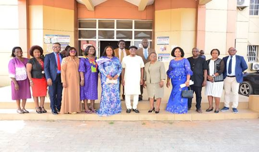 Delta State Head of Service, Mr. Reginald Bayoko (m) flanked serving and retired permanent secretaries.