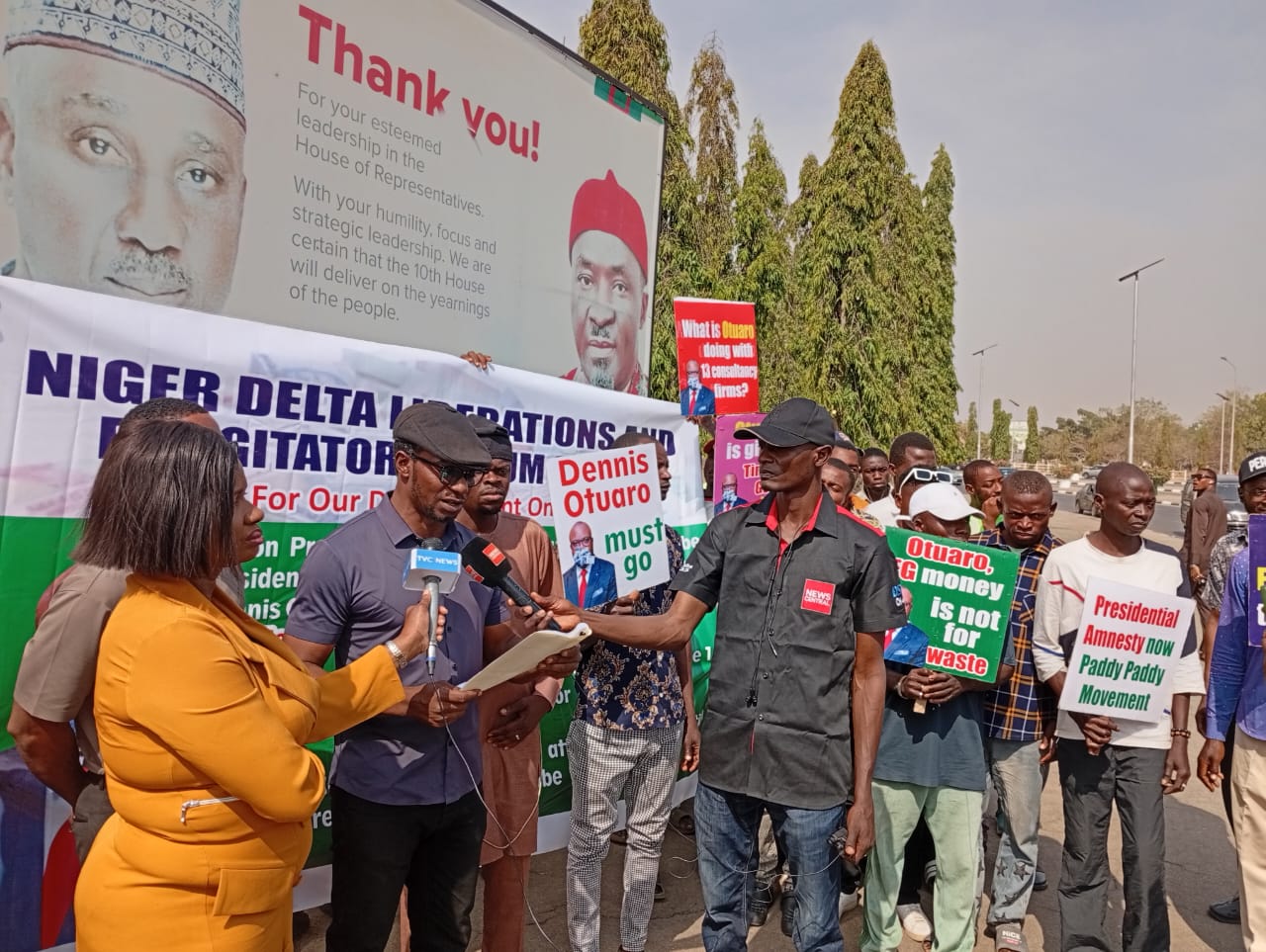 Niger Delta Liberators, and Ex-agitators Forum, (NDLEF) leads Protest against Presidential Amnesty Programme Boss, Dennis Otuaro